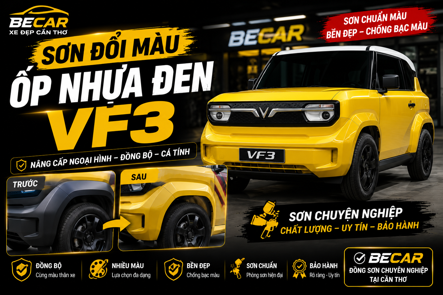 Sơn Đổi Màu Ốp Nhựa Đen VinFast VF3
