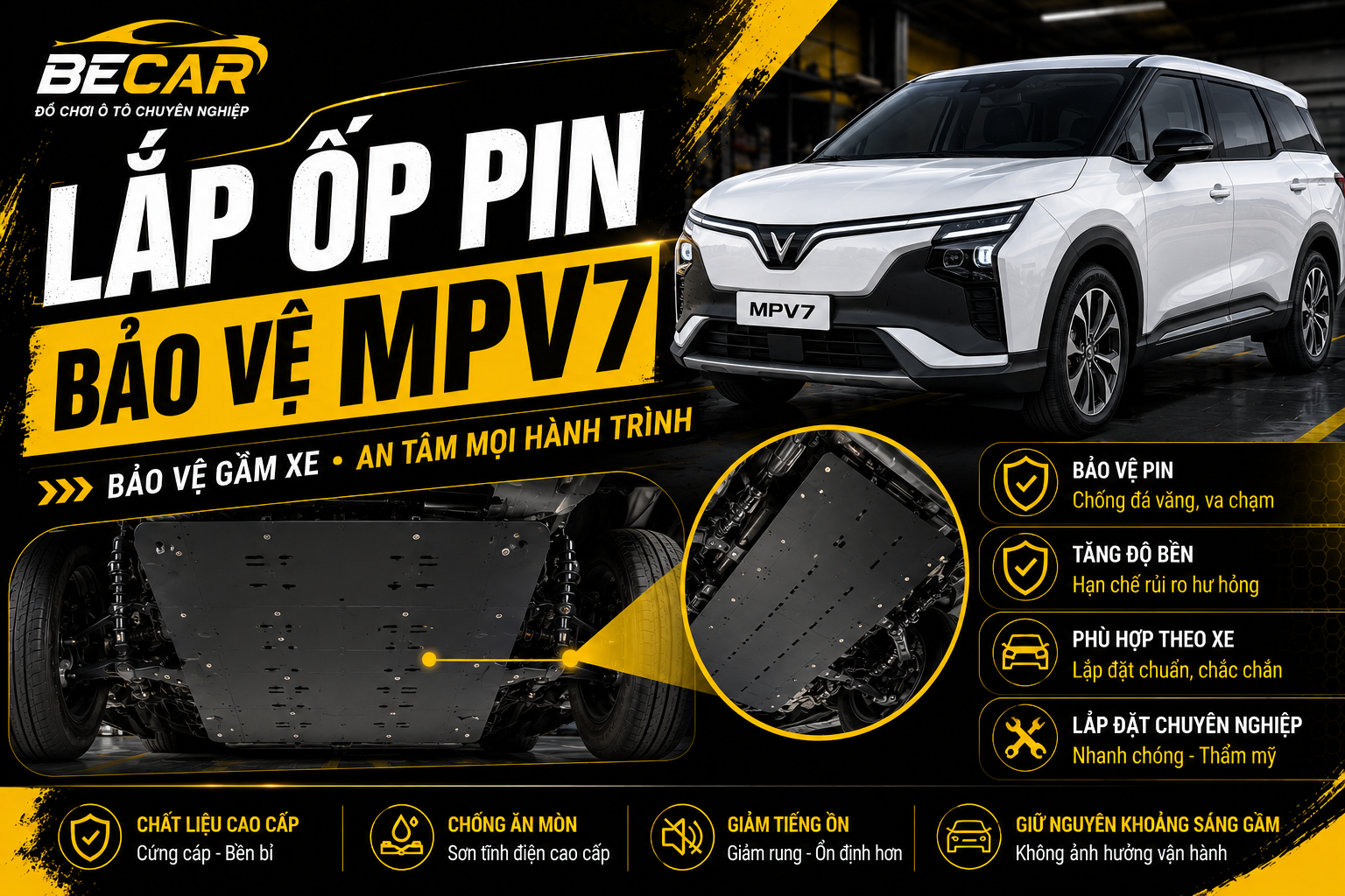 Lắp ốp pin bảo vệ VinFast MPV7