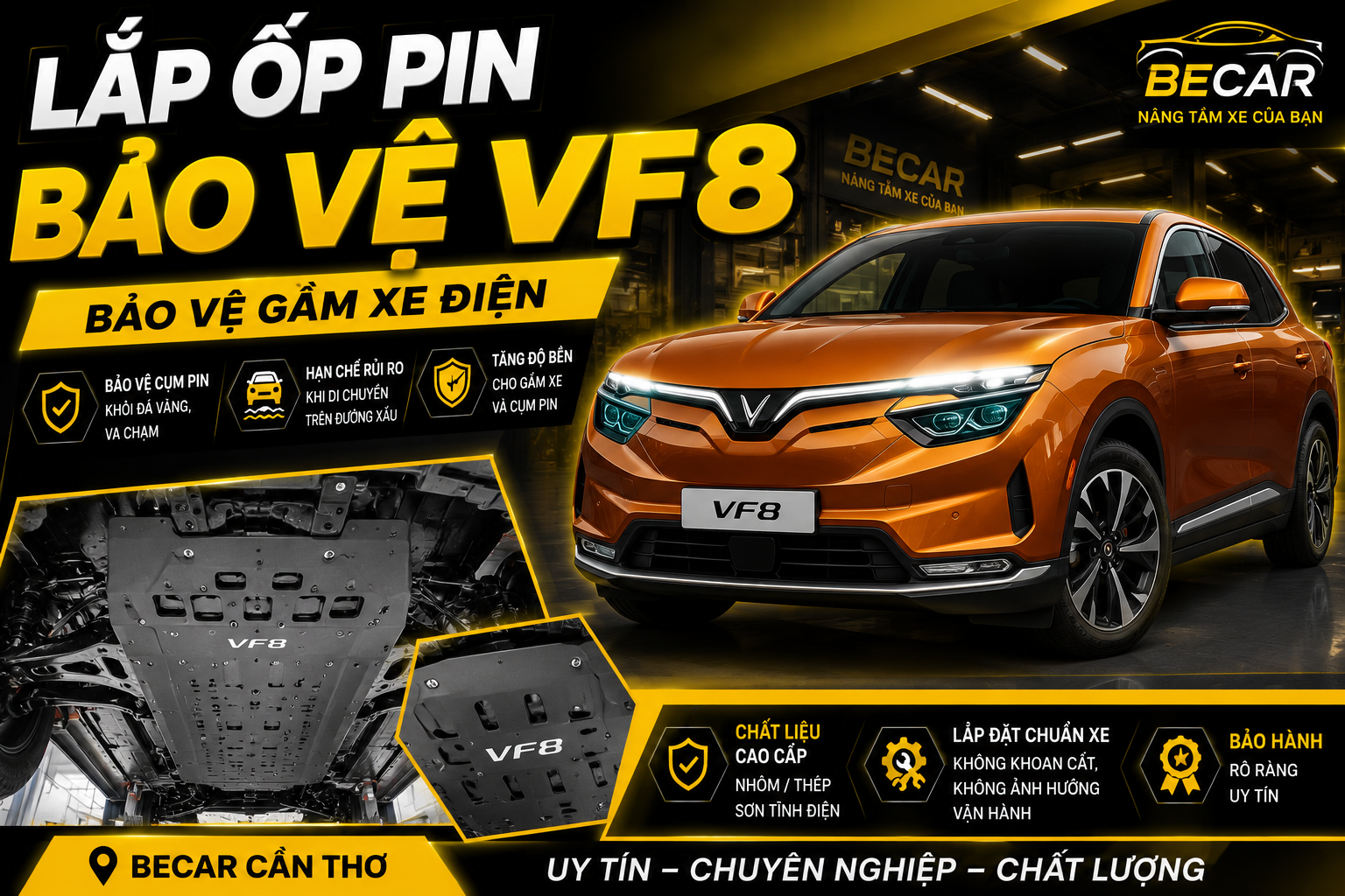 lắp ốp pin bảo vệ VinFast VF8