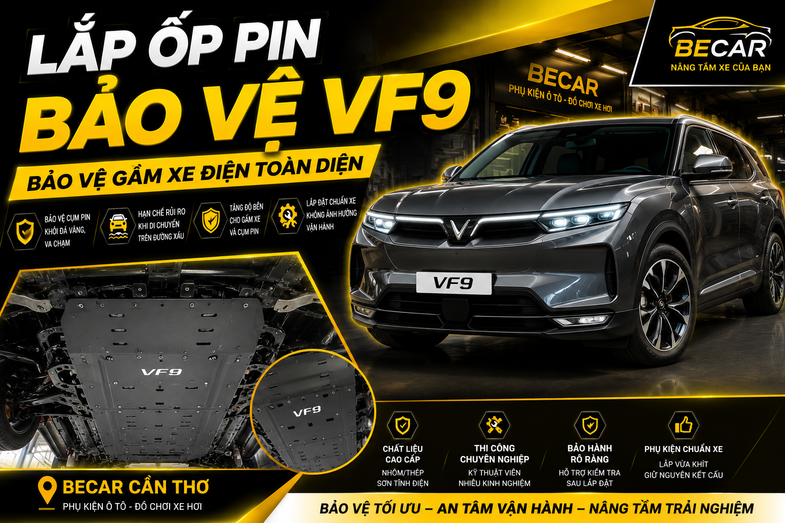 lắp ốp pin bảo vệ VinFast VF9