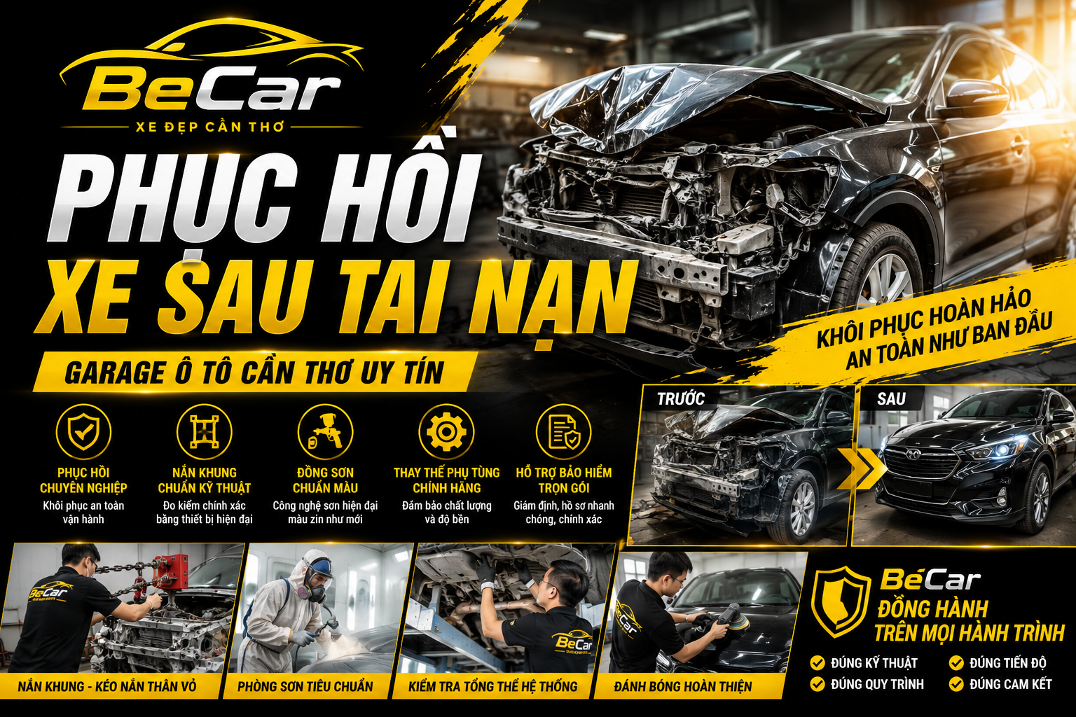 Phục hồi xe sau tai nạn tại BeCar Cần Thơ