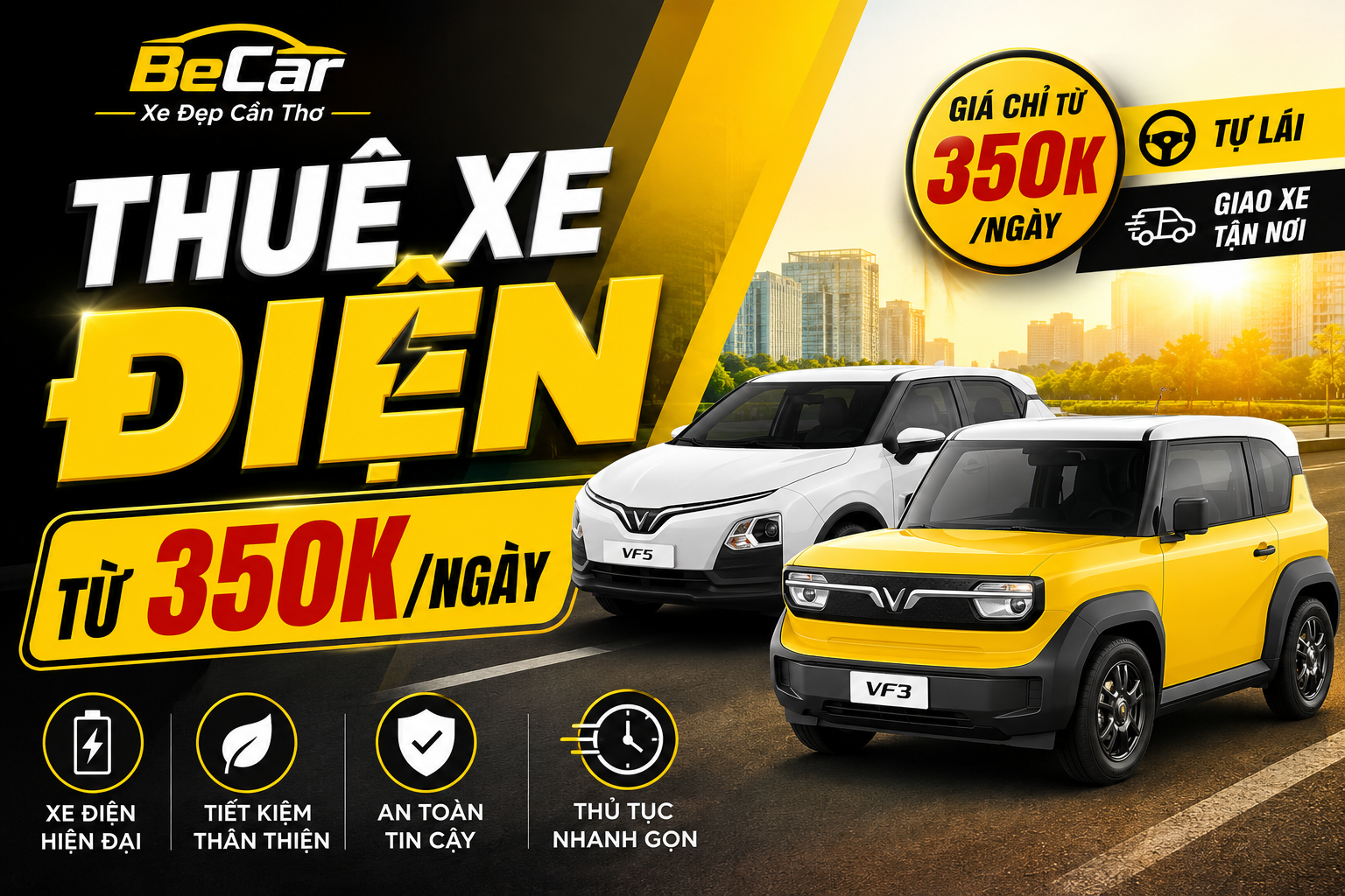 Thuê xe điện từ 350K/ngày tại BeCar