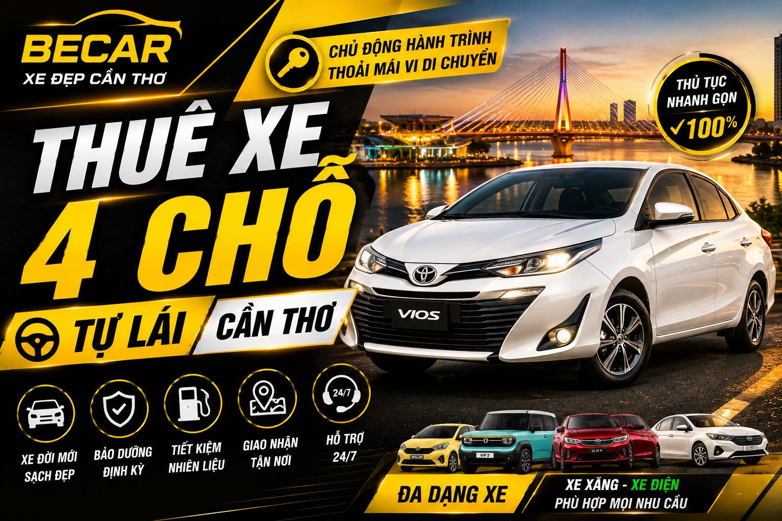 thuê xe 4 chỗ tự lái Cần Thơ