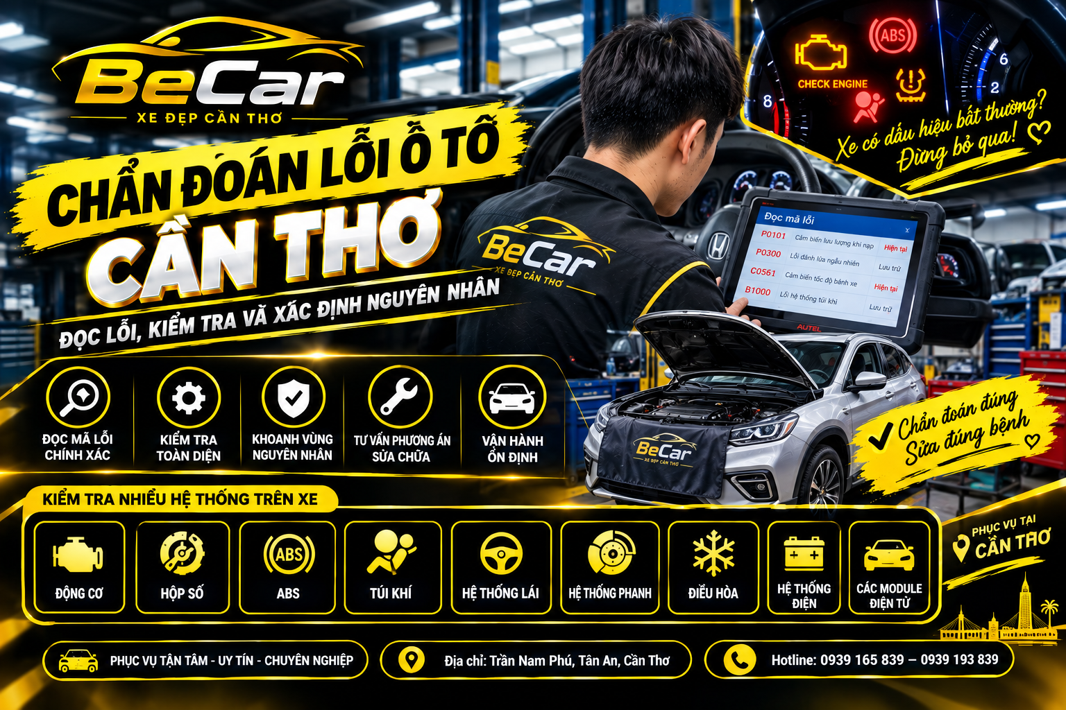 Chẩn đoán lỗi ô tô Cần Thơ