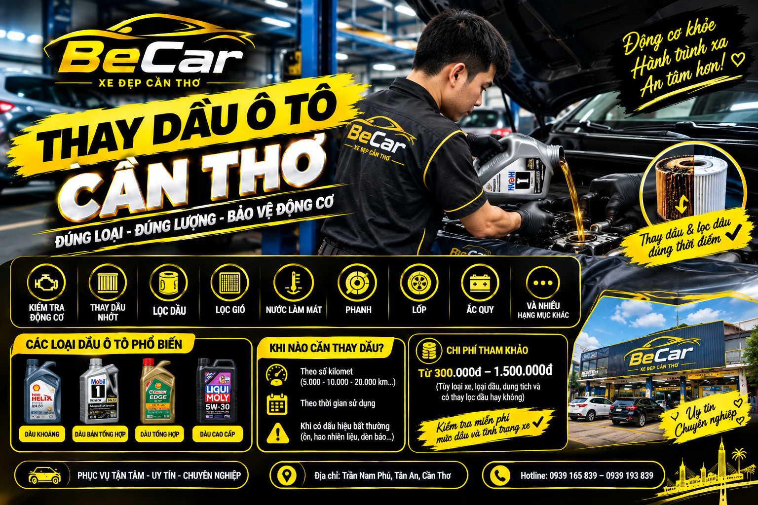 Thay dầu ô tô Cần Thơ