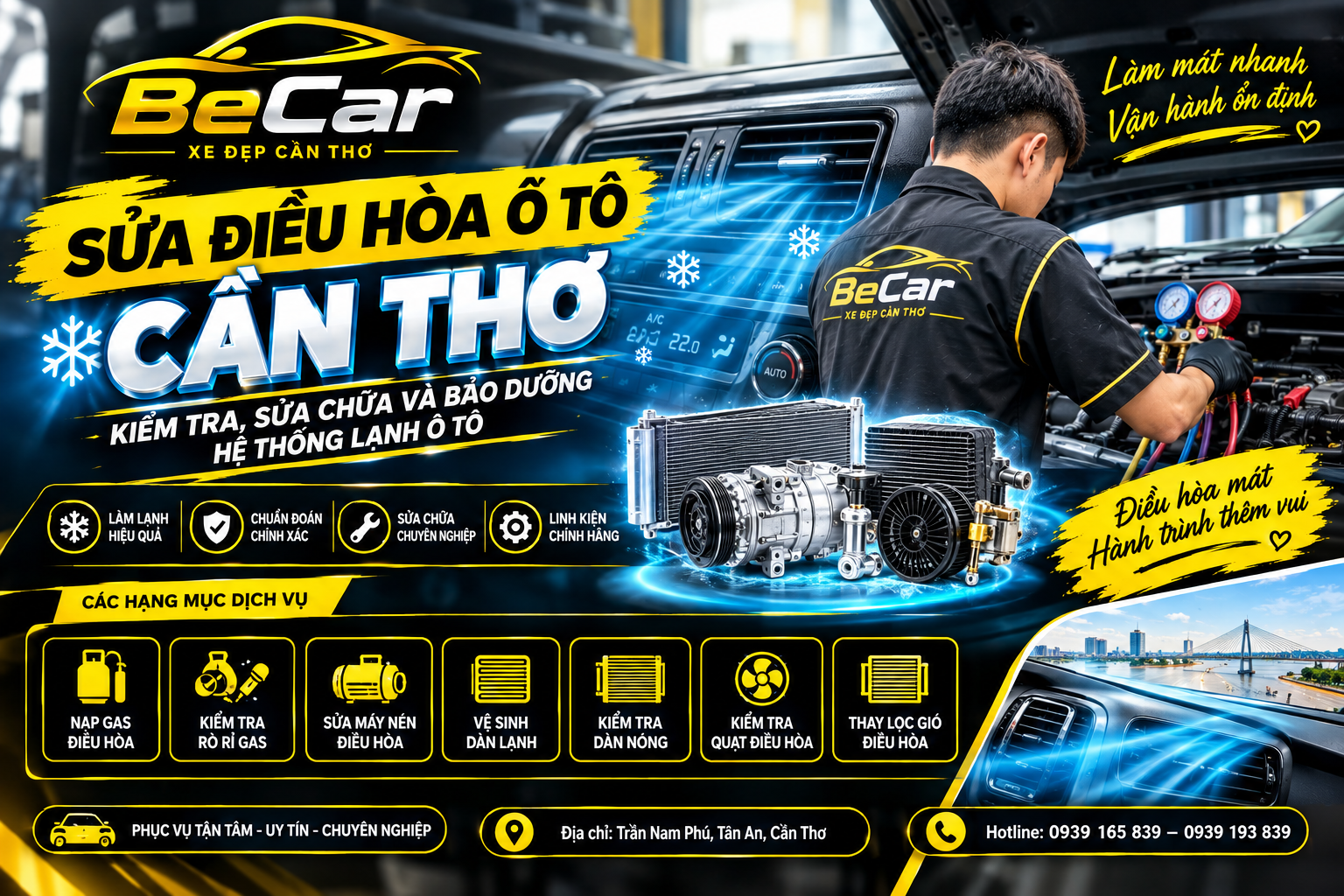 Sửa điều hòa ô tô Cần Thơ