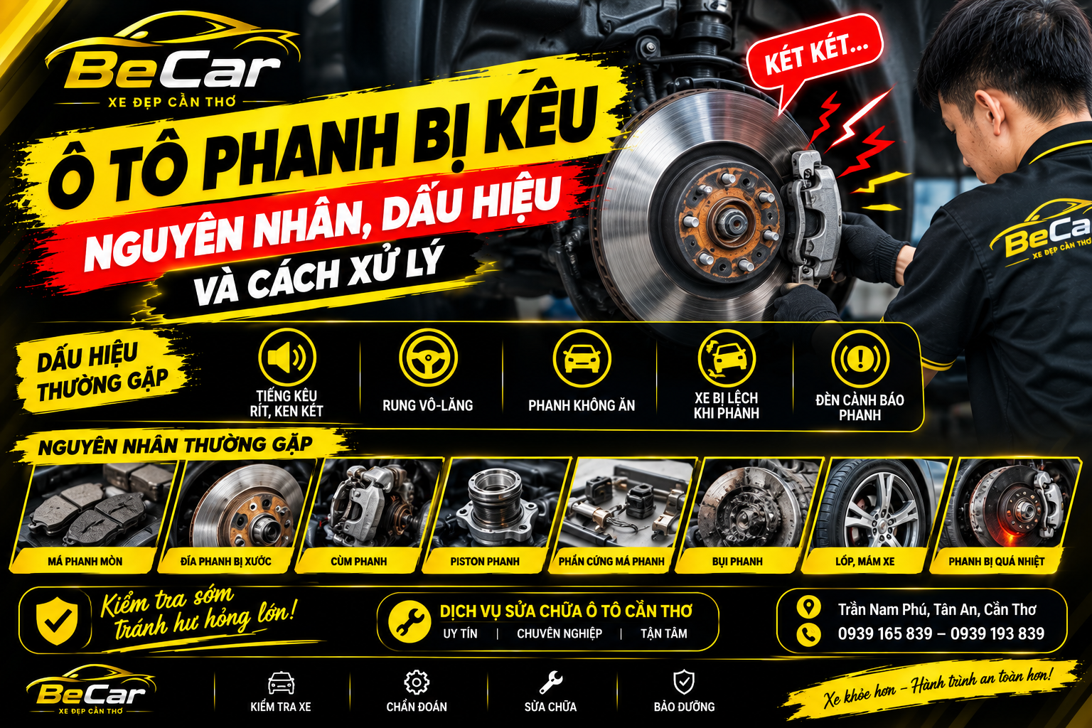 Ô tô phanh bị kêu