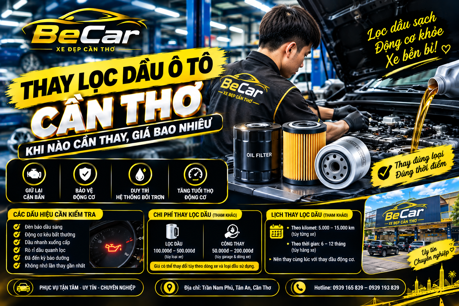 Thay lọc dầu ô tô Cần Thơ
