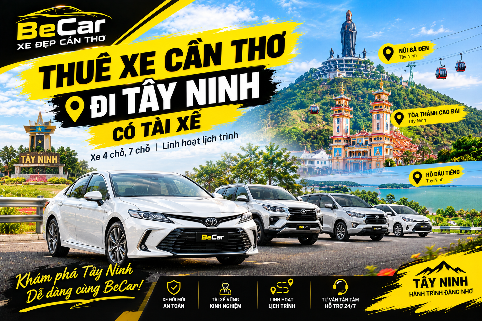 thuê xe cần thơ đi tây ninh