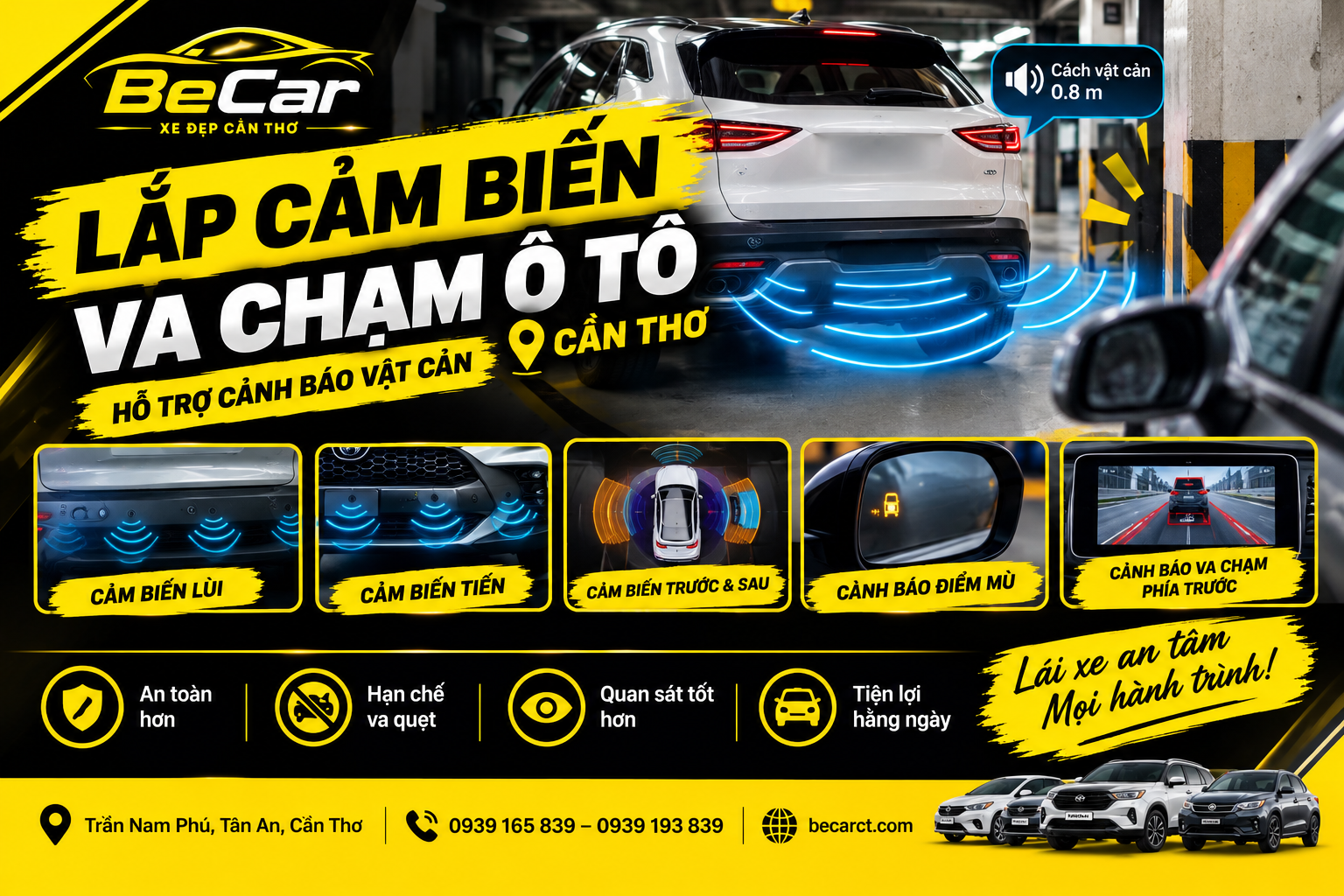 Lắp cảm biến va chạm ô tô Cần Thơ tại BeCar