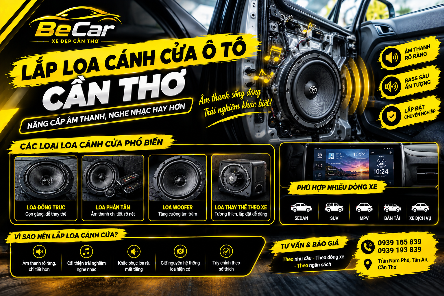 Lắp Loa Cánh Cửa Ô Tô Cần Thơ