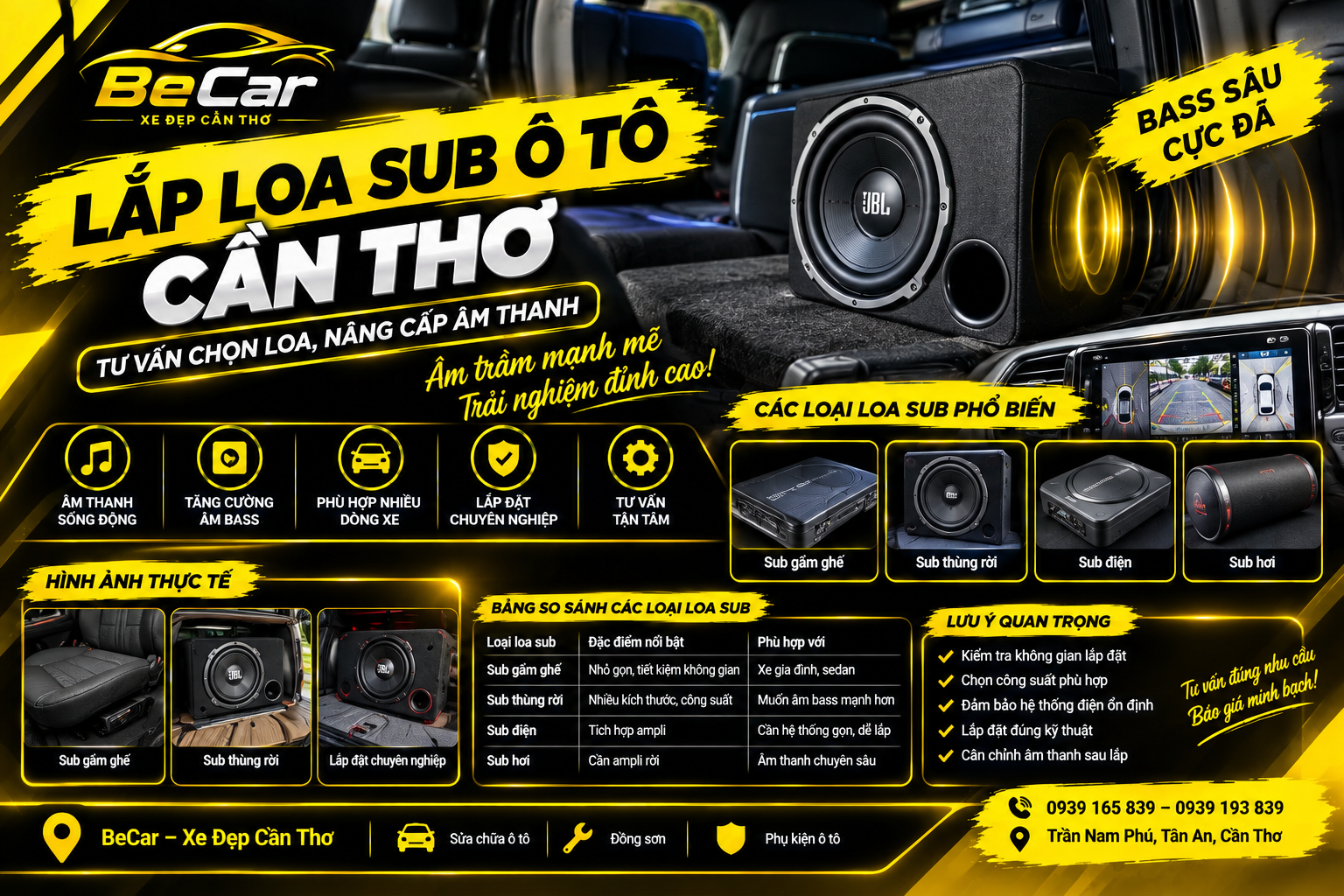 Lắp Loa Sub Ô Tô Cần Thơ
