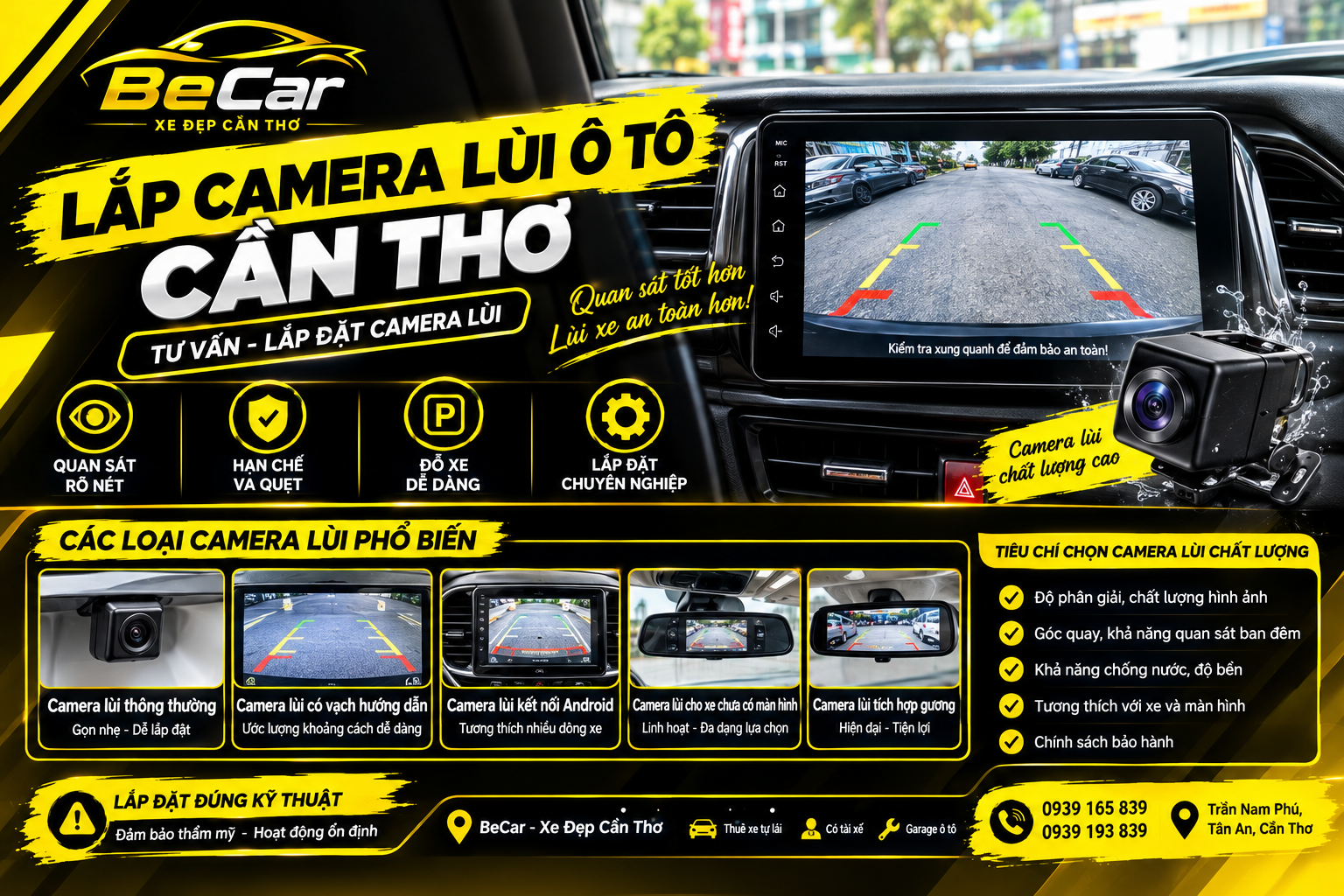 Lắp camera lùi ô tô Cần Thơ