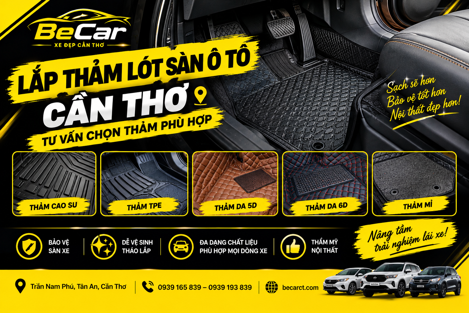 Lắp thảm lót sàn ô tô Cần Thơ